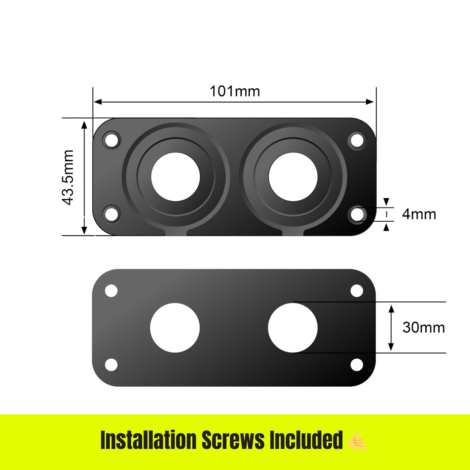 Dual Flush Mount Outlet Plate – 28mm (12V / 24V Compatible)