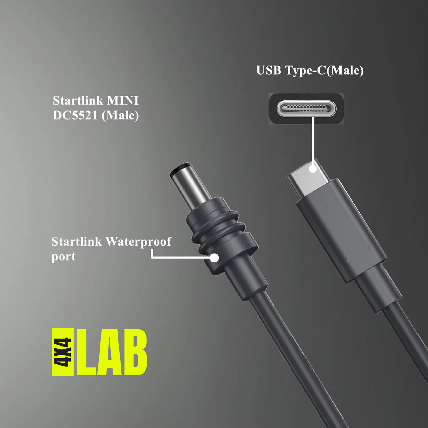 Starlink Mini USB-C to DC Power Cable | IP67 Rated | 4x4 LAB