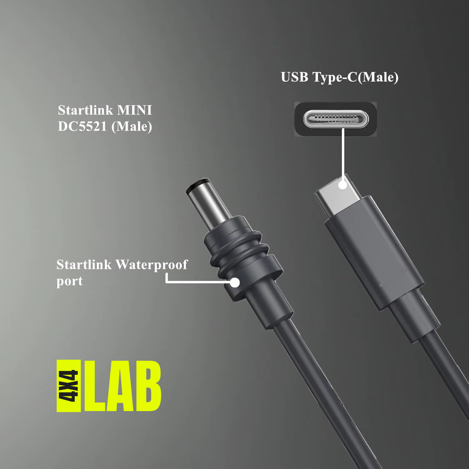 Starlink Mini USB-C to DC Power Cable | IP67 Rated | 4x4 LAB