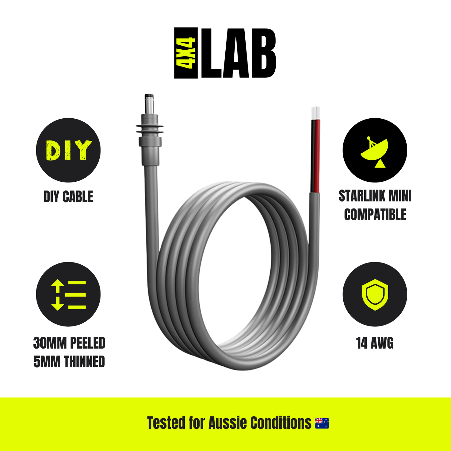 Starlink Mini 3m Bare Wire DIY Power Cable | 14AWG Heavy-Duty