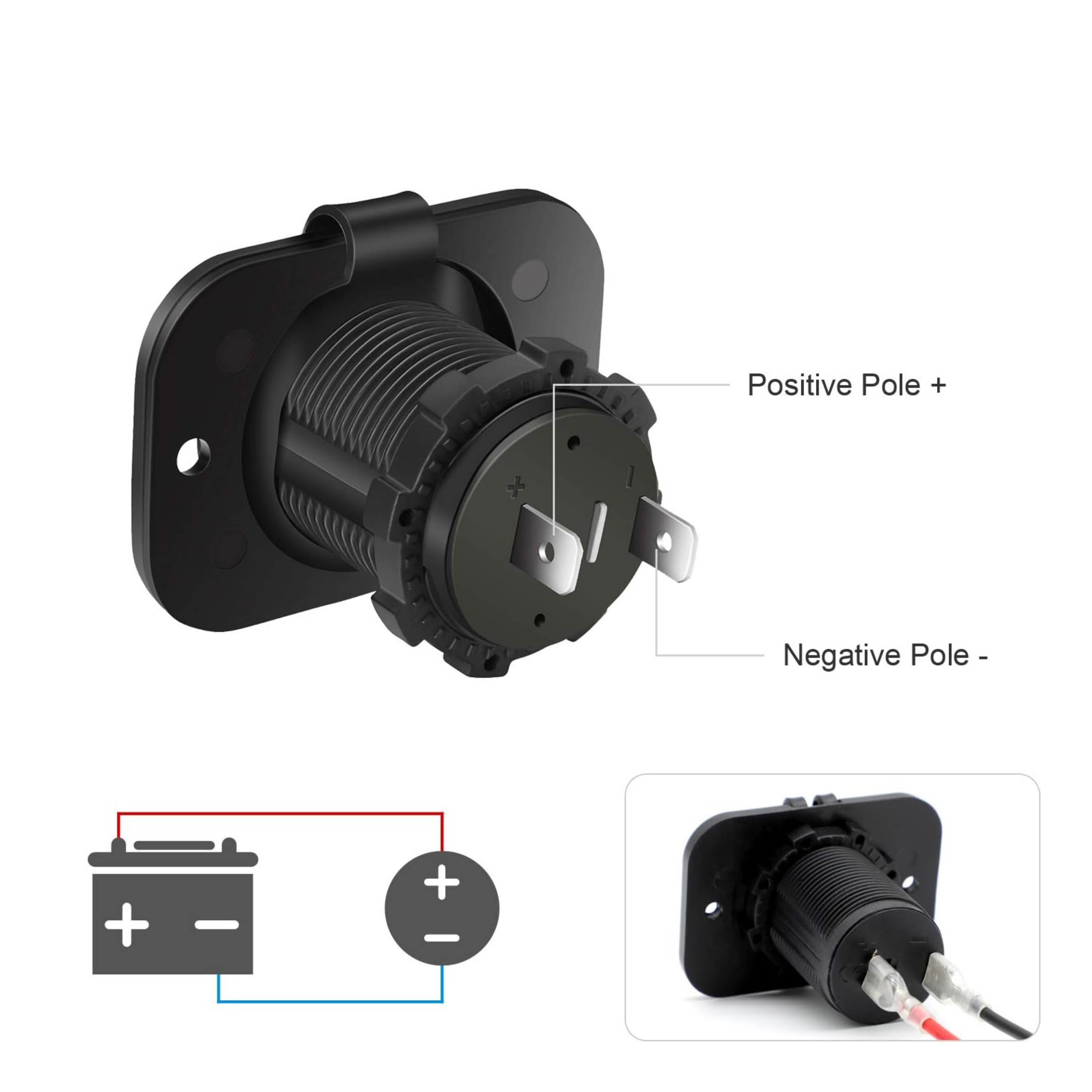 DC Voltmeter 8V–60V Flush Mount Battery Voltage Monitor