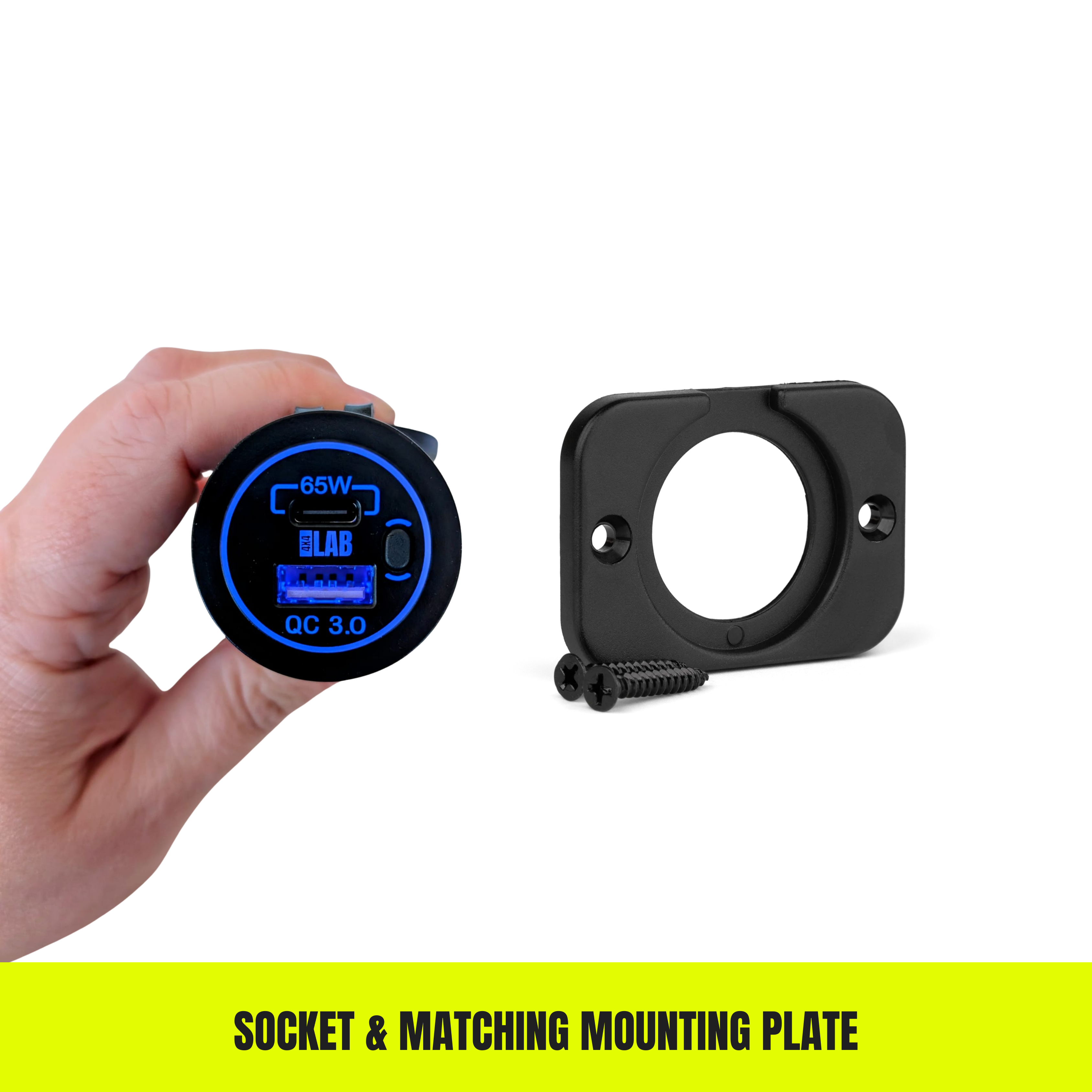 65W Dual USB-C PD & USB-A QC3.0 Fast Charging Socket