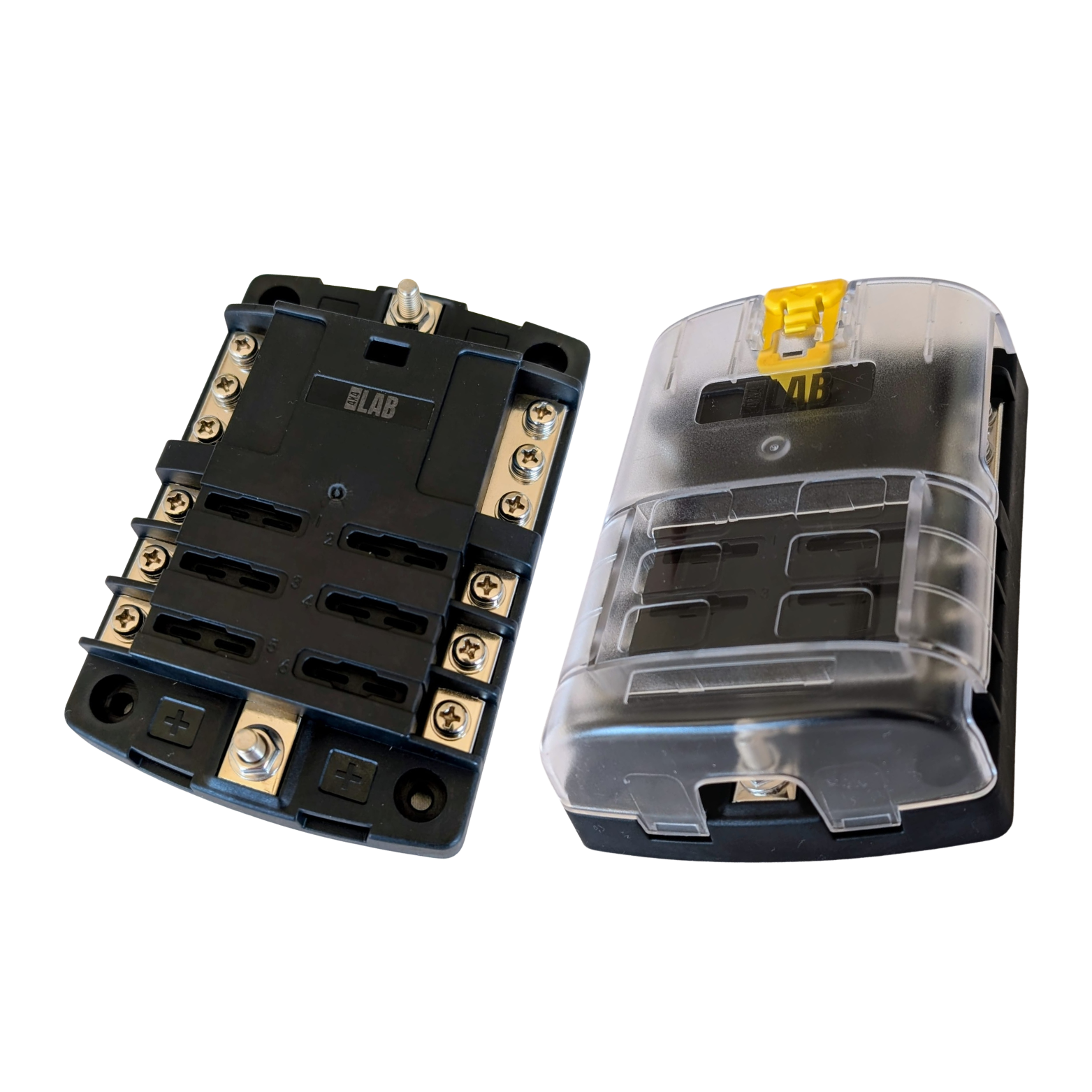 6-Way Fuse Box – Dual Busbar Blade Fuse Block for 12V & 24V Systems