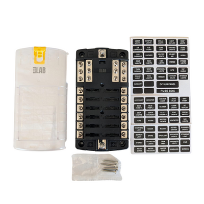 12-Way Fuse Box – Dual Busbar Blade Fuse Block for 12V & 24V Systems