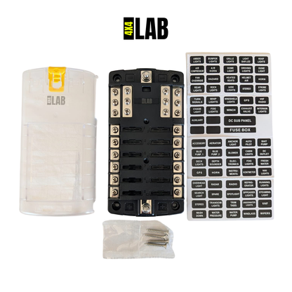 12-Way Fuse Box – Dual Busbar Blade Fuse Block for 12V & 24V Systems