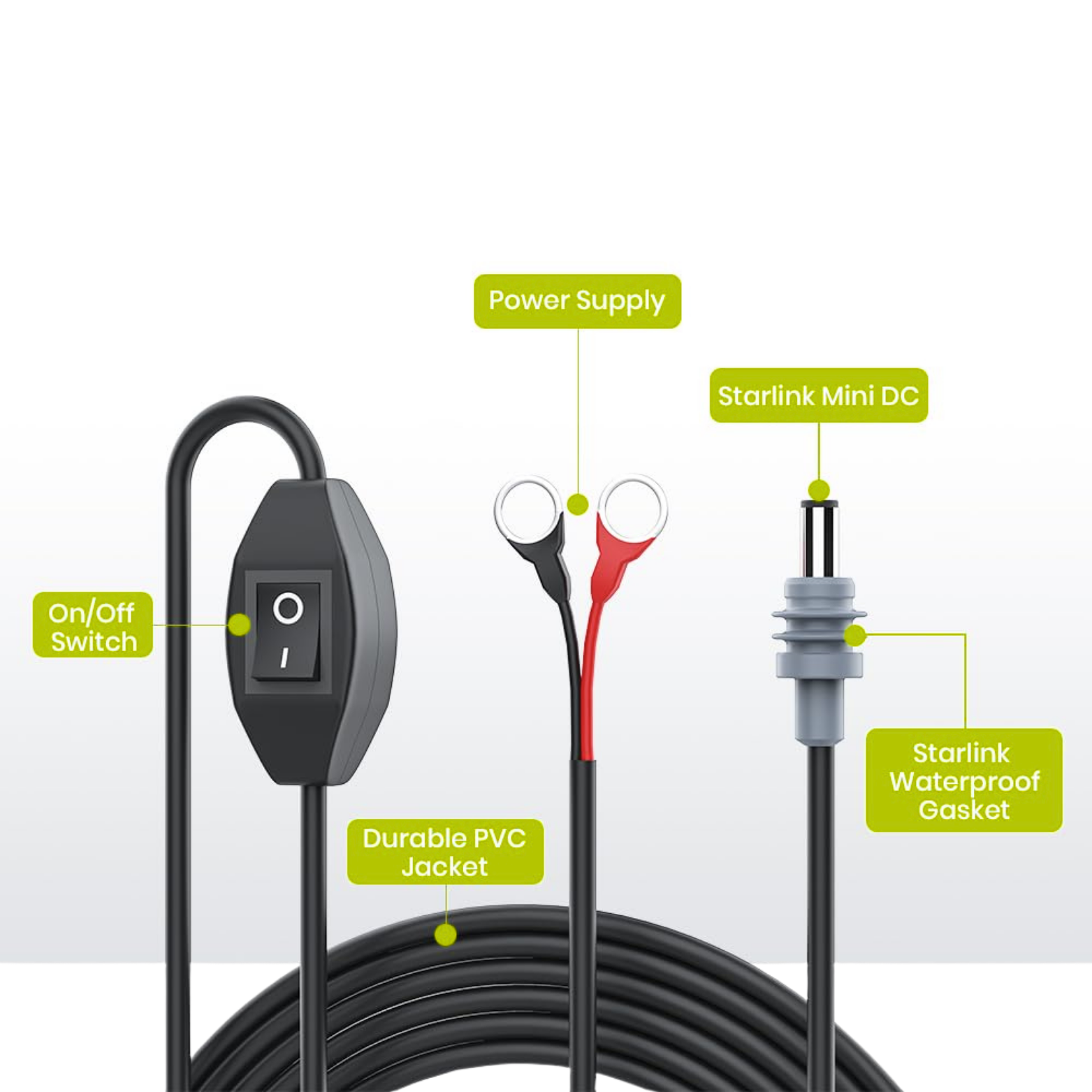 Starlink Mini DC Battery Power Cable with On/Off Switch