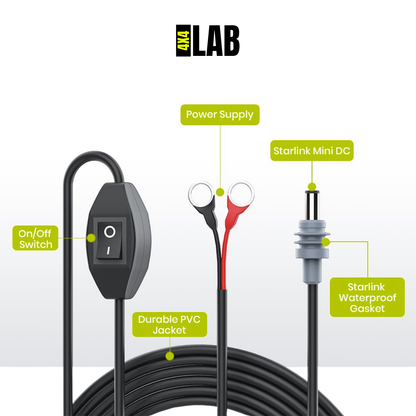 Starlink Mini DC Battery Power Cable with On/Off Switch