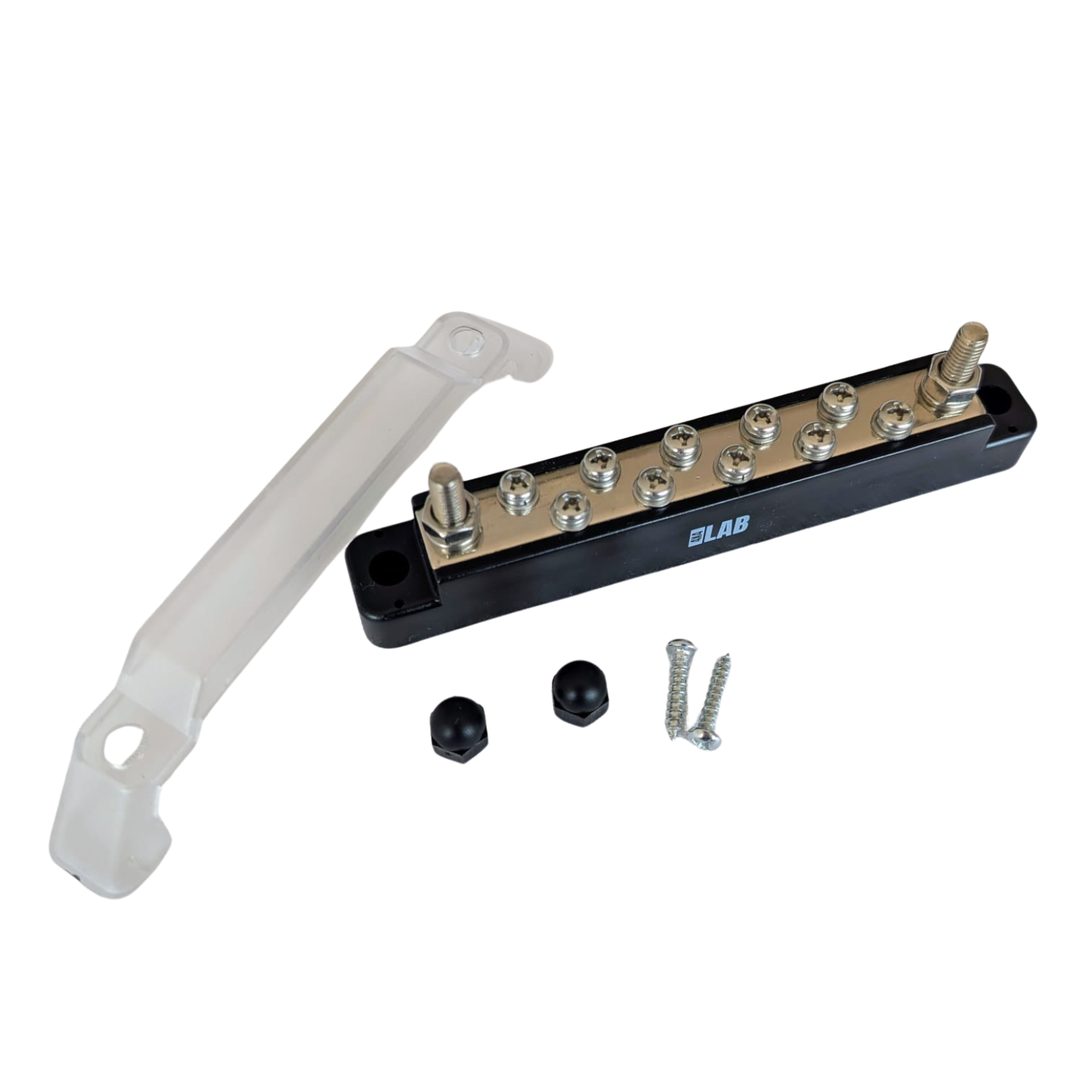 10-Way Negative Bus Bar (Black) – 150A Continuous | Safety Cover & Screws Included