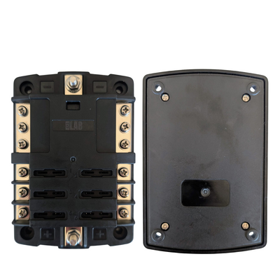 6-Way Fuse Box – Dual Busbar Blade Fuse Block for 12V & 24V Systems