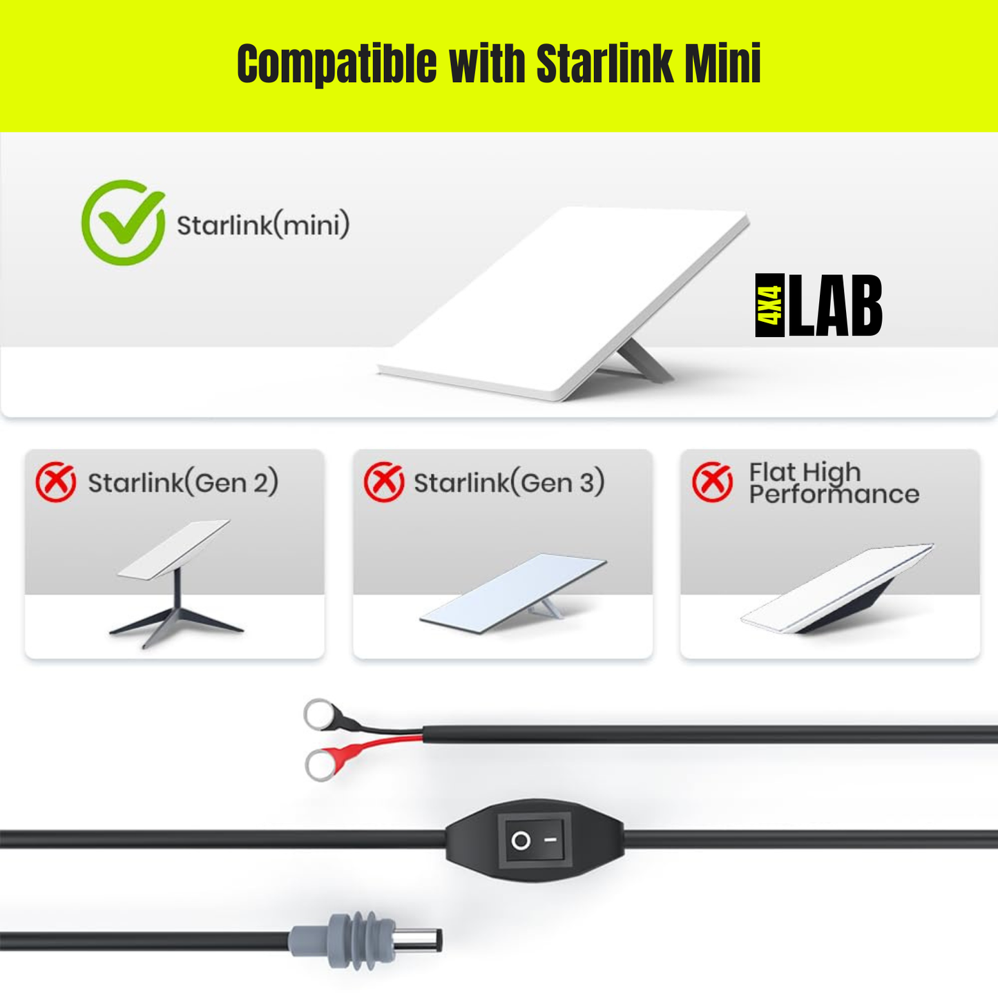 Starlink Mini DC Battery Power Cable with On/Off Switch