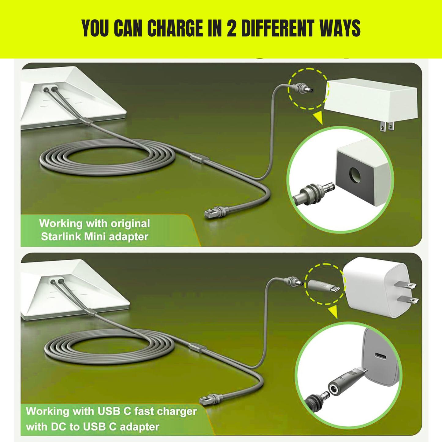 Starlink Mini 2-in-1 Power + Ethernet Cable (DC + RJ45)