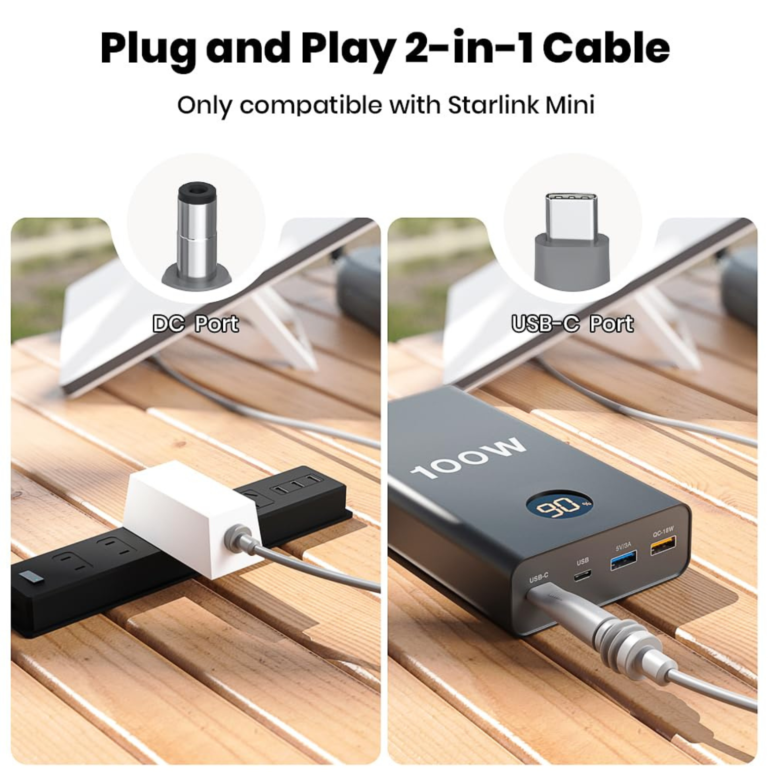 Starlink Mini 2-in-1 Power + Ethernet Cable (DC + RJ45)