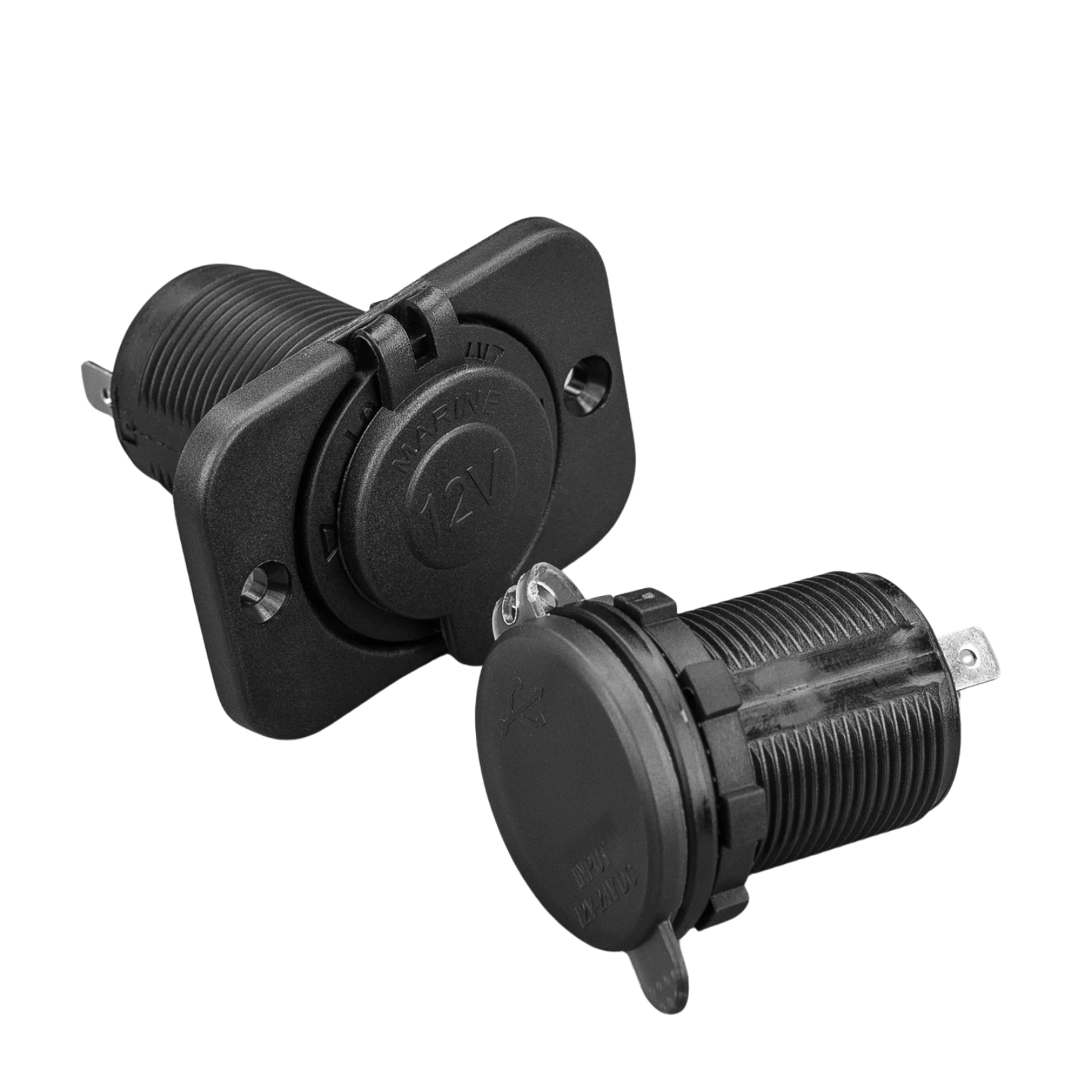 Single Flush Mount Outlet Plate – 28mm (12V / 24V Compatible)