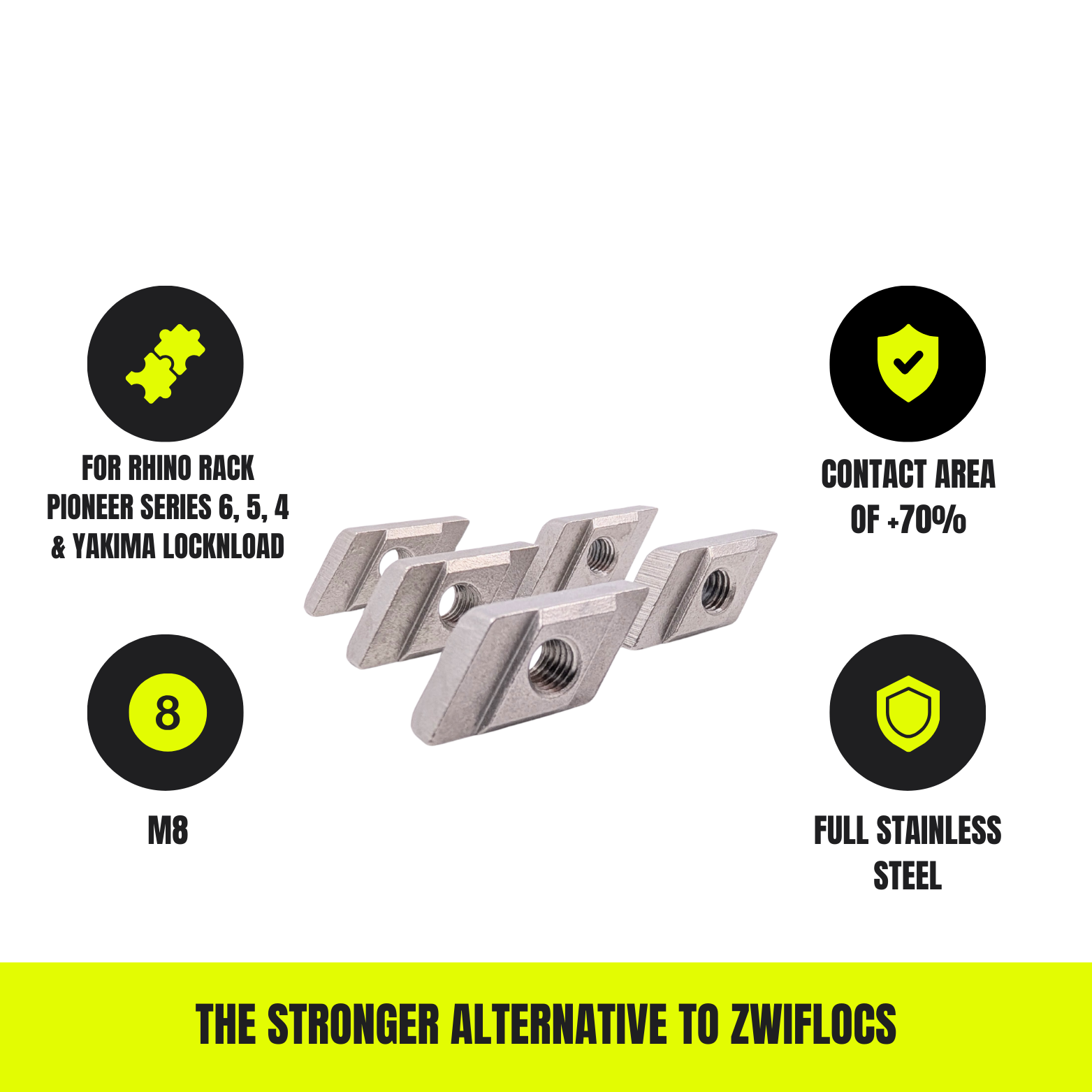 Rhino-Rack Pioneer 6 Channel Nuts – Premium Zwifloc Alternative