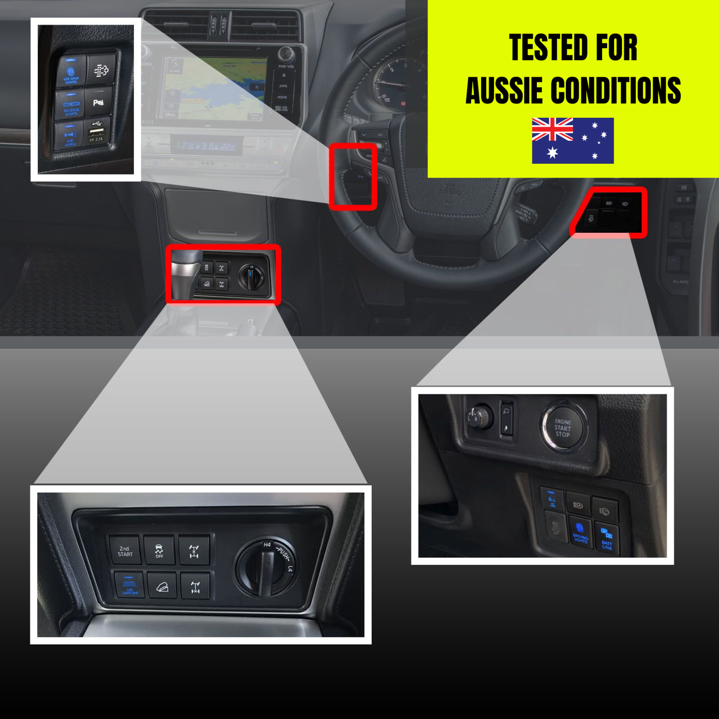 Starlink Push Switch for Toyota Prado 150s, Hiace, RAV4, LandCruiser 70s 300s, Camry, Corolla