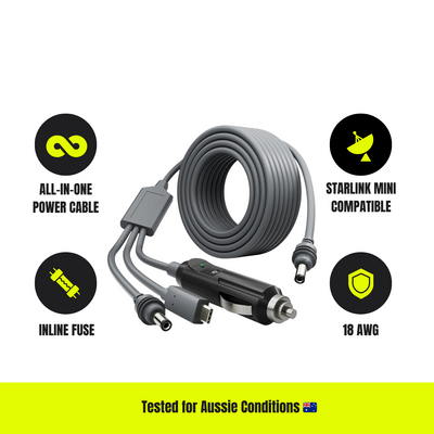 Starlink Mini 3-in-1 Car Charger + DC + USB-C Power Cable