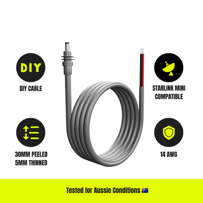 Starlink Mini Bare Wire DIY Power Cable 1, 3, 5 or 10m | 14AWG Heavy-Duty