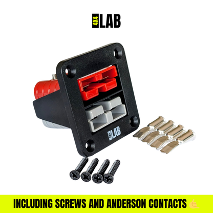 Dual Anderson Plug Flush Mount Panel – Grey + Red