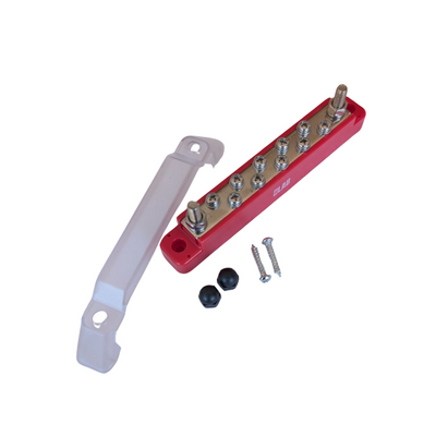 10-Way Positive Bus Bar (Red) – 150A Continuous | Safety Cover & Screws Included