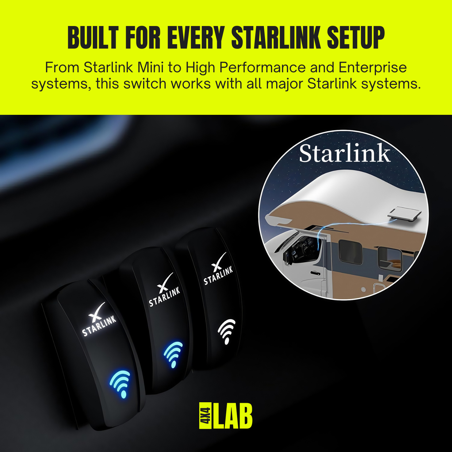 Starlink Illuminated Rocker Switch for Cars, 4WD & Caravans