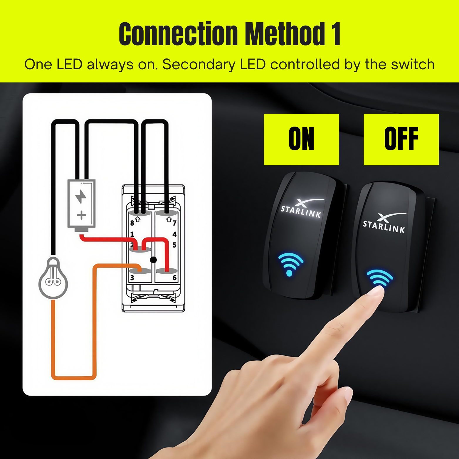 Starlink Illuminated Rocker Switch for Cars, 4WD & Caravans