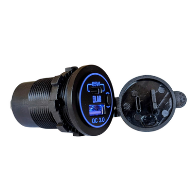65W Dual USB-C PD & USB-A QC3.0 Fast Charging Socket