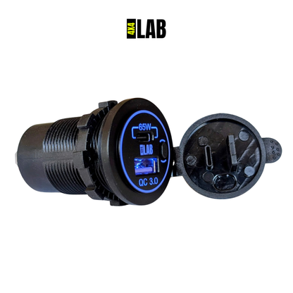 65W Dual USB-C PD & USB-A QC3.0 Fast Charging Socket