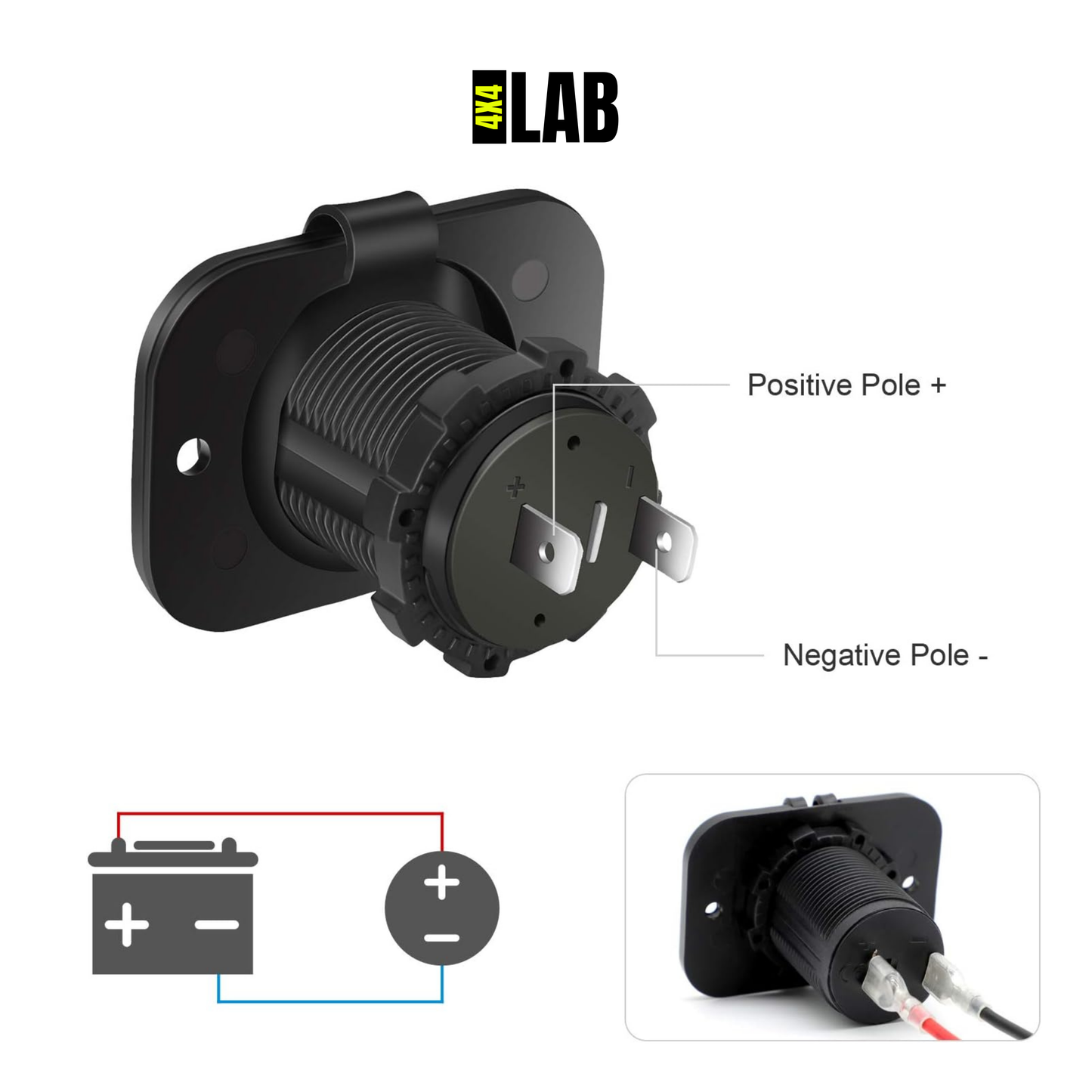 12V Flush Mount Cigarette Lighter Socket