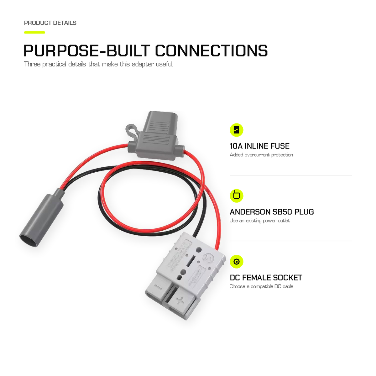 Starlink Mini Anderson SB50 to DC Female Adapter with Fuse