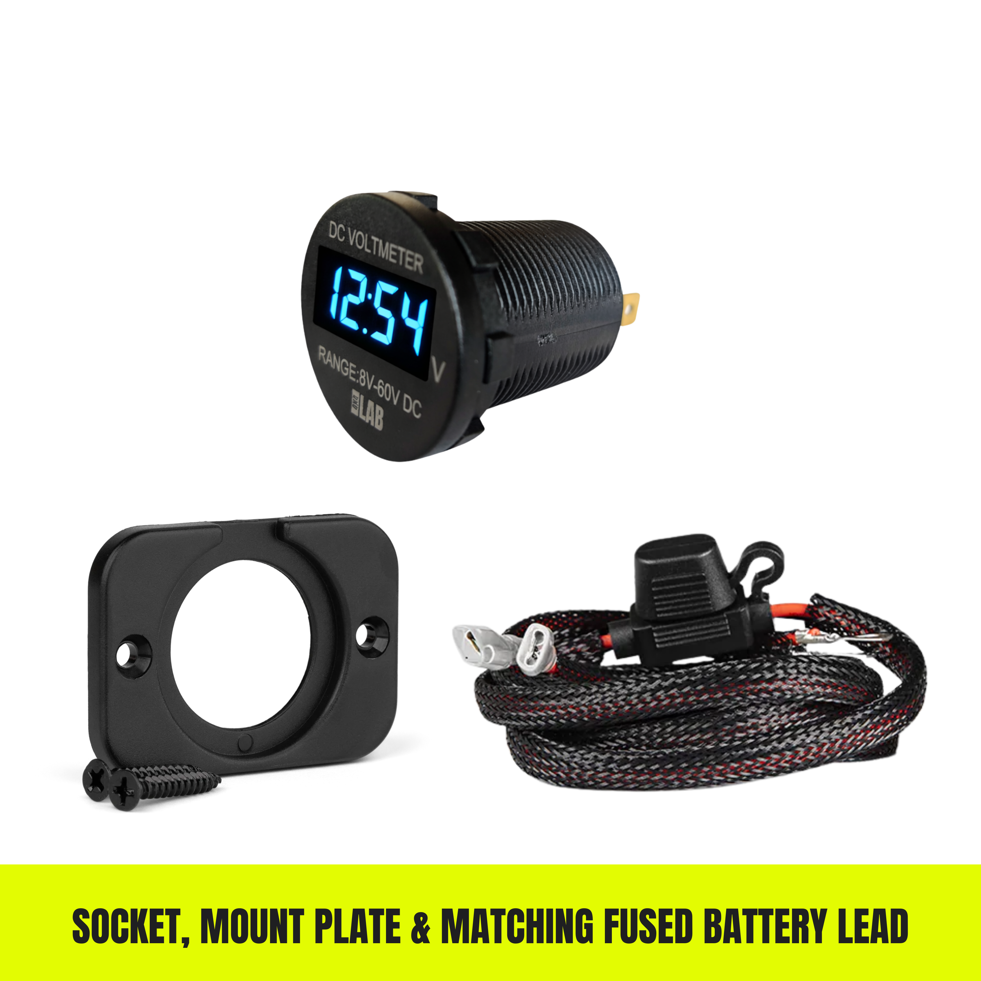 DC Voltmeter 8V–60V Flush Mount Battery Voltage Monitor
