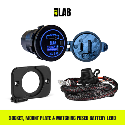 65W Dual USB-C PD & USB-A QC3.0 Fast Charging Socket