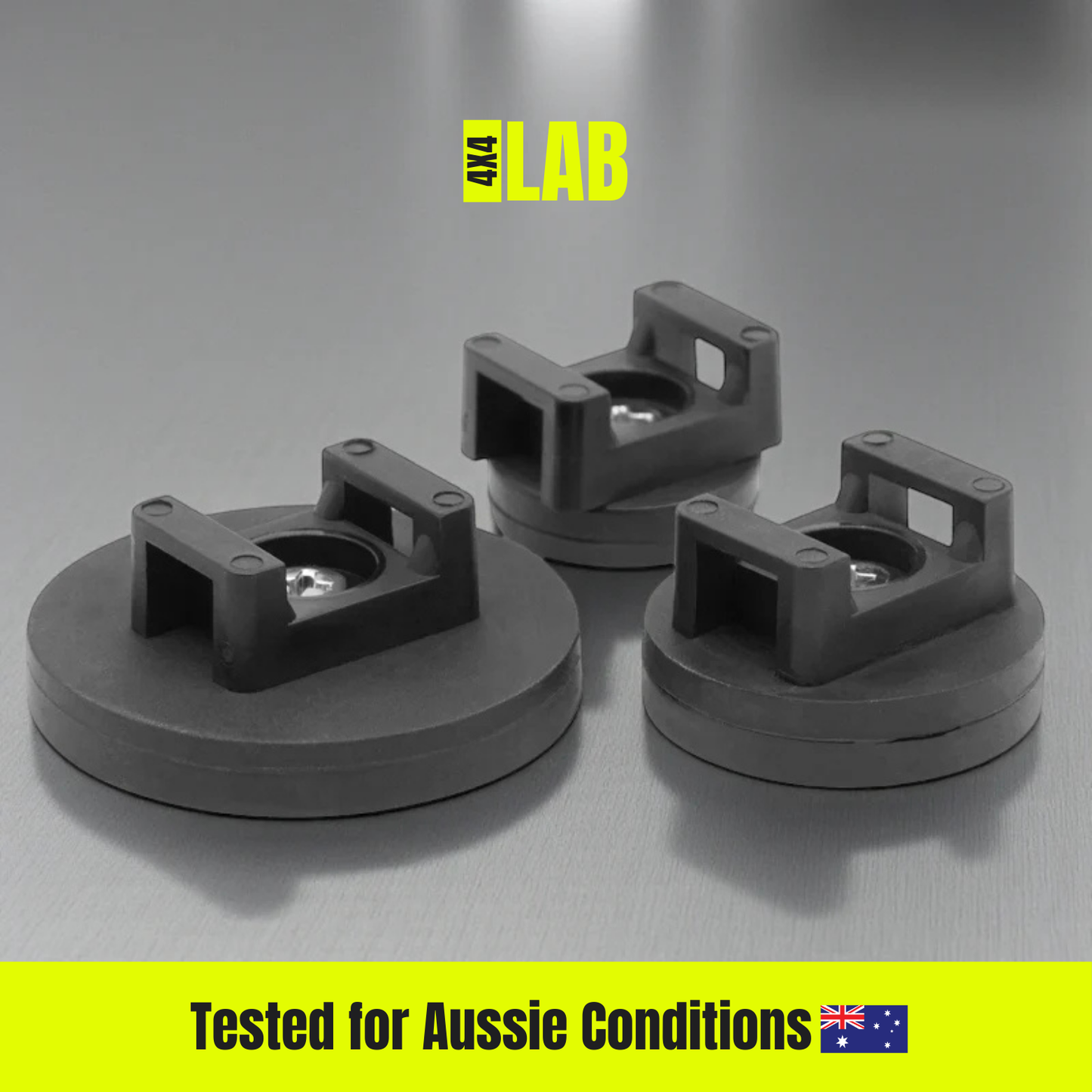 Magnetic Rubber-Coated Cable Tie Mounts 4-Pack