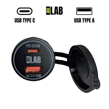 100W Dual USB-C USB-A Charger 12-24v Socket for Starlink Mini