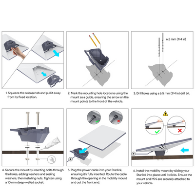 Starlink Mini Low-Profile Aluminium Drill Mount