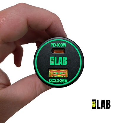 100W Dual USB-C USB-A Charger 12-24v Socket for Starlink Mini