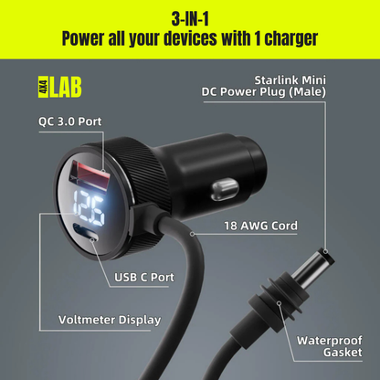 Starlink Mini Dual USB Car Charger with Boosted DC Output