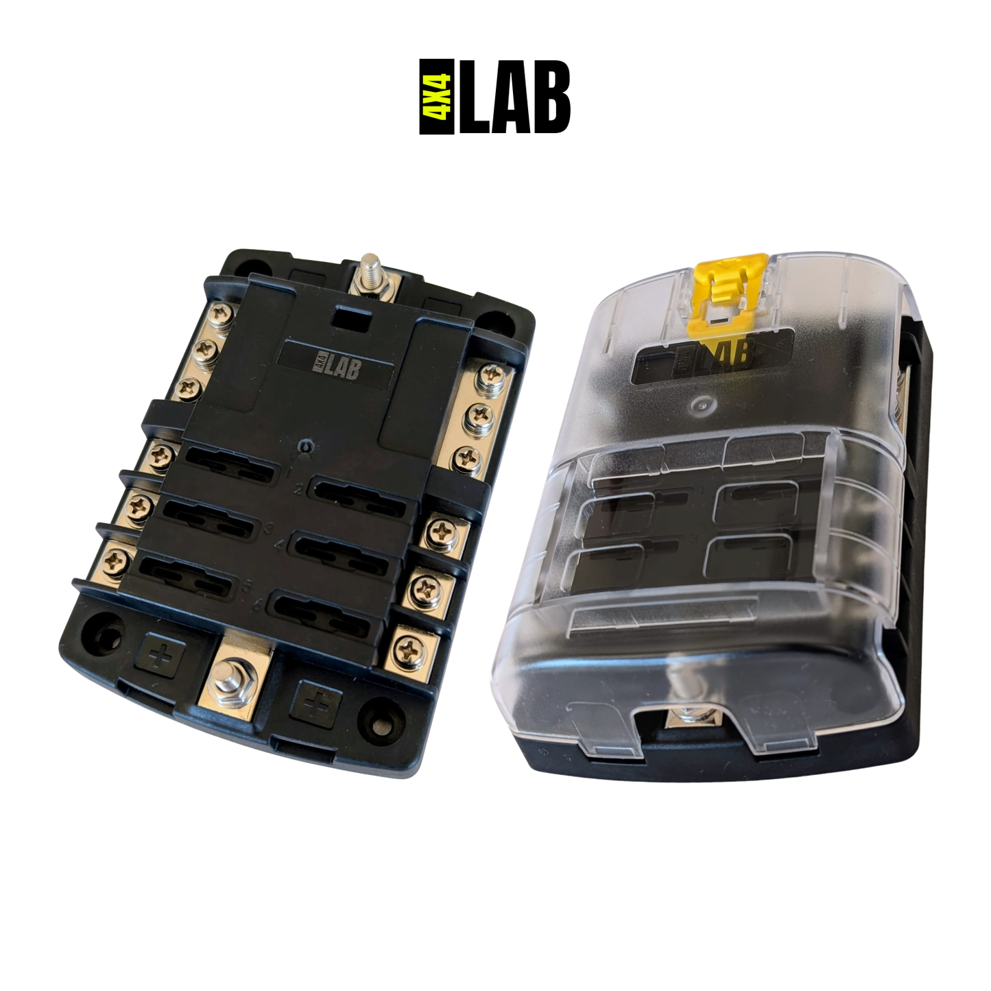 6-Way Fuse Box – Dual Busbar Blade Fuse Block for 12V & 24V Systems