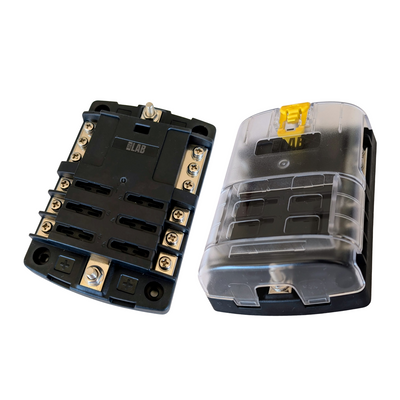 6-Way Fuse Box – Dual Busbar Blade Fuse Block for 12V & 24V Systems