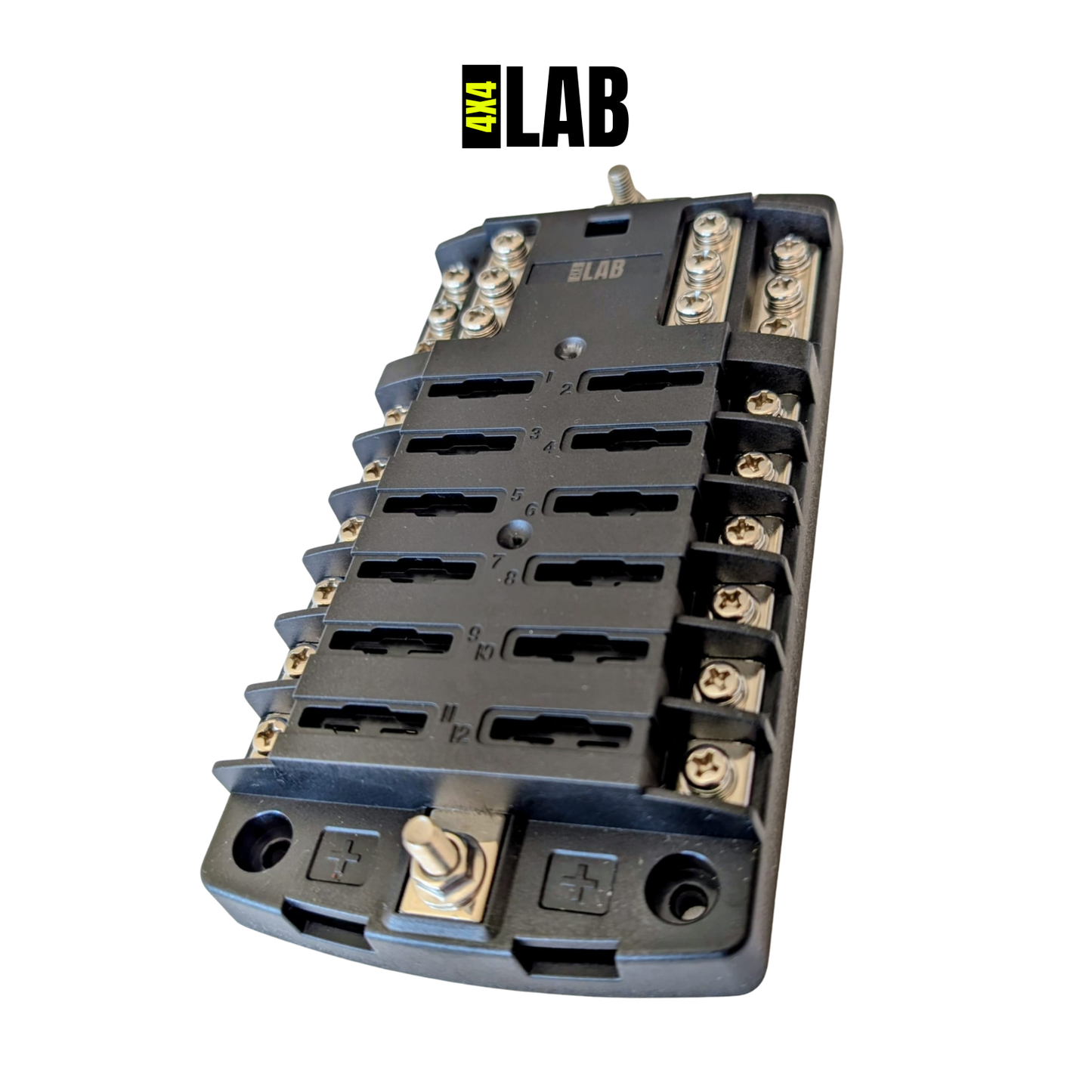12-Way Fuse Box – Dual Busbar Blade Fuse Block for 12V & 24V Systems