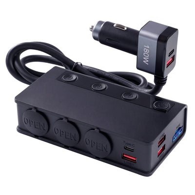 180W Multi-Port 12V Cigarette Car Charger PD3.0 & QC3.0 Fast Charging